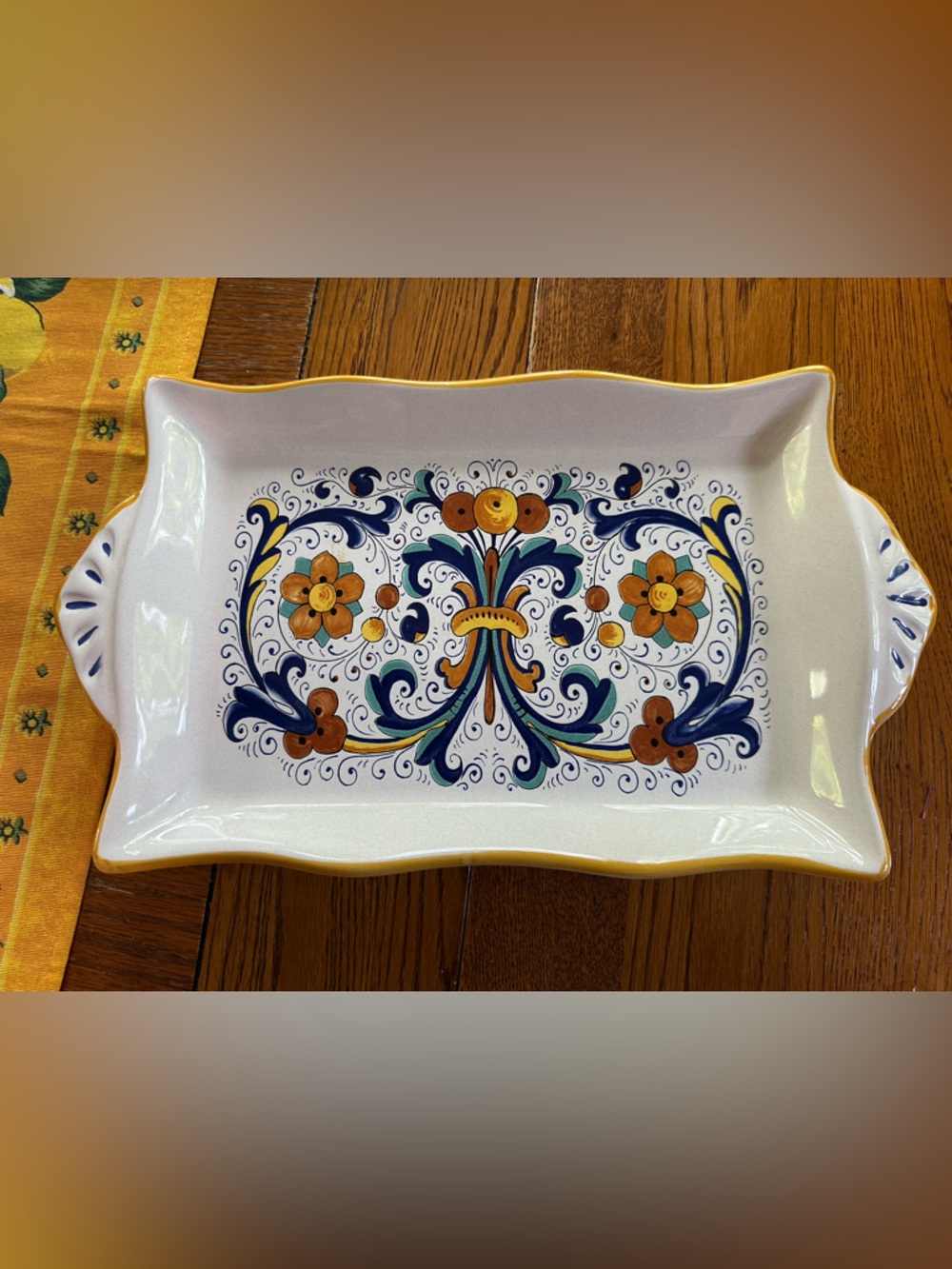 Nova Deruta Hand Painted Large Center Piece Serving Plate Made in Italy EUC